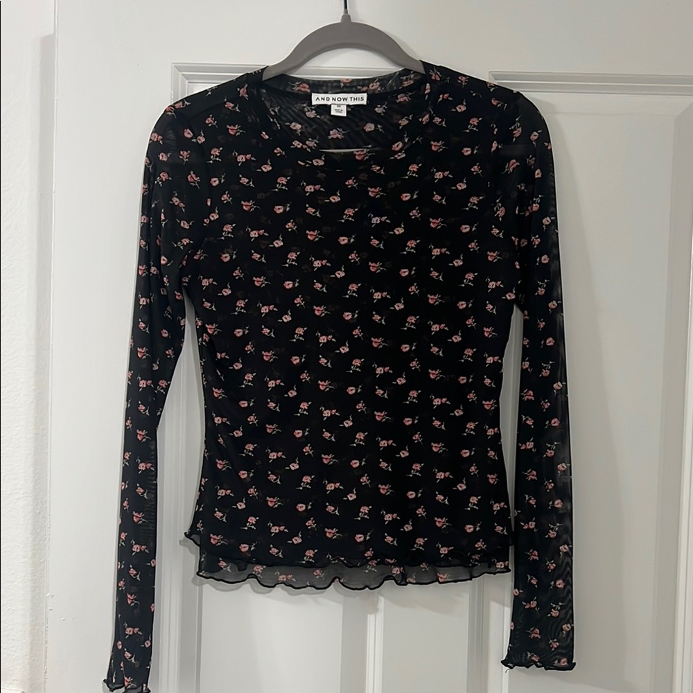 Black Floral Women's Top